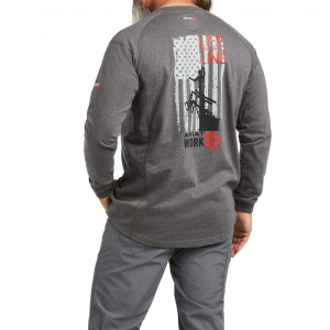 Ariat Men's 10039429 Flame-Resistant Air Rig Life T-Shirt - Charcoal Heather 2X-Large Regular