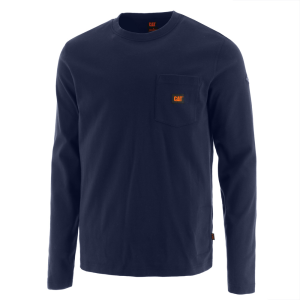 Cat CAT Mens 1630018 Flame-Resistant Pocket Long Sleeve T-Shirt - Navy X-Large Regular - $84.99 at Dungarees