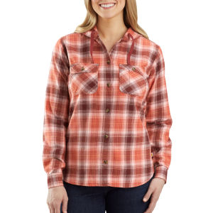 Carhartt Carhartt  104517 Closeout Women's Flannel Hooded Shirt - Redwood Plaid X-Small Regular - $34.99 at Dungarees