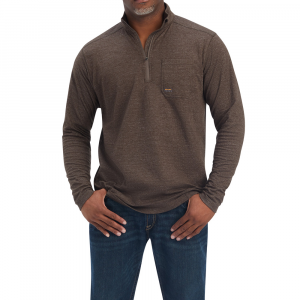 Ariat Mens 10041417 Rebar Foundation 1/4 Zip Long Sleeve Shirt - Wren Heather Medium Regular