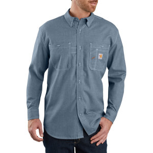 Carhartt Carhartt Mens 104138 Flame-Resistant Force Lightweight Long Sleeve Shirt - Steel Blue 4X-Large Regular - $134.99 at Dungarees
