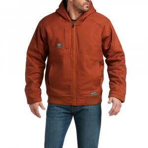 Ariat Mens 10037637 Rebar Duracanvas Hooded Jacket - Copper Large Regular