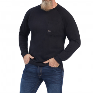 Ariat Mens 10041458 Rebar Cotton Strong Long Sleeve T-Shirt - Black X-Small Regular