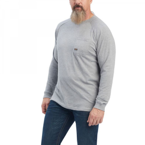 Ariat Mens 10041488 Rebar Cotton Strong Long Sleeve T-Shirt - Heather Gray 3X-Large Regular