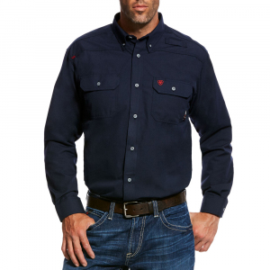Ariat Mens 10022899 Flame-Resistant Featherlight Work Shirt - Navy 3X-Large Tall
