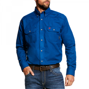Ariat Mens 10025428 Flame-Resistant Featherlight Work Shirt - Royal Blue 2X-Large Tall