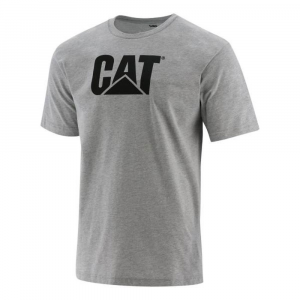 CAT Mens 1510416 Logo Short Sleeve T-Shirt - Heather Gray Small Regular