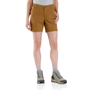 Carhartt  105730 Women's Rugged Flex Relaxed Fit Canvas Work Short - Carhartt Brown 12W