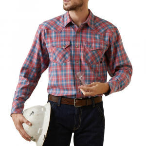 Ariat Men's 10043747 Flame-Resistant Drago Retro Fit Snap Long Sleeve Work Shirt - Sunkissed Plaid Small Regular