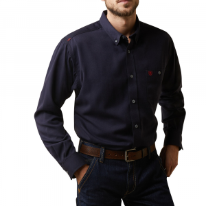 Ariat Mens 10040899 Flame-Resistant Air Inherent Work Shirt - Navy Heather Large Tall
