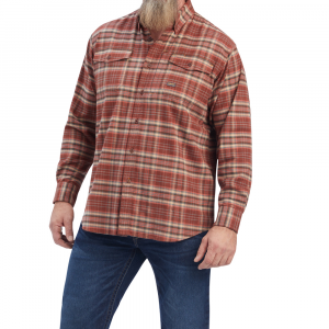 Ariat Mens 10041543 Rebar Flannel DuraStretch Work Shirt - Red Mahogony 2X-Large Tall