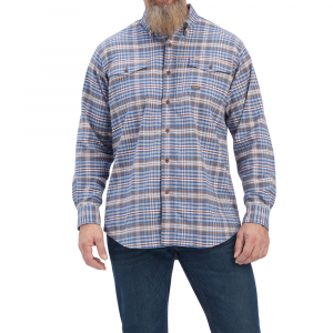 Ariat Mens 10041542 Rebar Flannel DuraStretch Work Shirt - Alloy Grey Small Regular