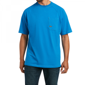Ariat Mens 10039334 Closeout Rebar Cotton Strong T-Shirt - Deep Water Small Regular