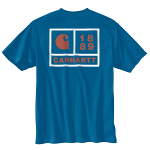 Carhartt Carhartt Mens 105712 Factory 2nd Relaxed Fit Heavyweight Short-Sleeve Pocket 1889 Graphic T-Shirt - Marine Blue Heather Small Regular - $16.99 at Dungarees