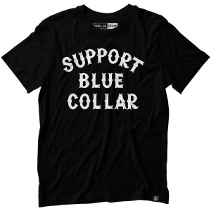 Troll Co. Mens TC0614 Support Blue Collar Tee - Black 4X-Large Regular