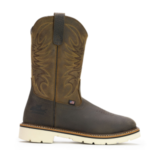 Thorogood  814-4332 American Heritage - Square Toe Wellington - Crazyhorse/Pebble Brown 9 D