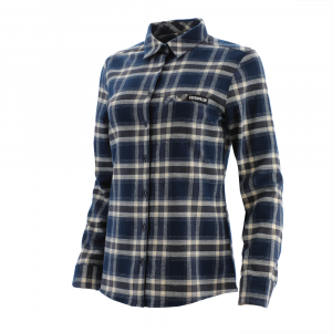 CAT  1610030 Women's Stretch Flannel Shirt - Navy/Dark Earth X-Large Regular