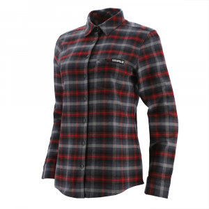 CAT  1610030 Women's Stretch Flannel Shirt - Red/Charcoal X-Large Regular