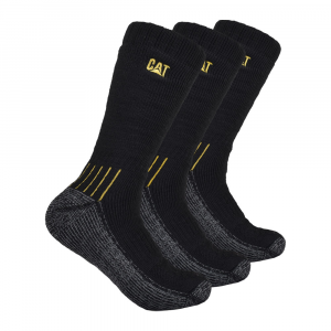 CAT Mens CT393896TB Heel Stripe Over-the-Calf Sock 3-Pack - Black X-Large