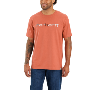 Carhartt Carhartt Men's 105797 Closeout Relaxed Fit Heavyweight Short-Sleeve Logo Graphic T-Shirt - Terracotta Small Regular - $23.99 at Dungarees