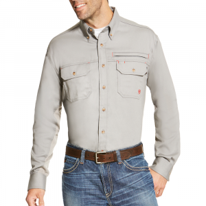 Ariat Mens 10019063 Flame-Resistant Solid Vent Shirt - Silver Fox X-Large Tall