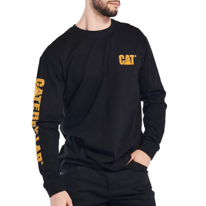 Cat CAT Mens 1510034 Closeout Trademark Banner Long Sleeve T-Shirt - Black/Yellow Medium Regular - $24.99 at Dungarees
