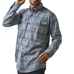 Ariat Mens 10046638 Rebar Flannel DuraStretch Work Shirt - Indian Teal Plaid 4X-Large Regular