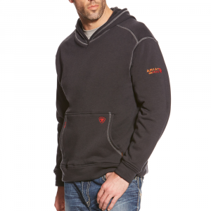 Ariat Mens 10014372 Flame-Resistant Polartec Hoodie - Black Medium Tall