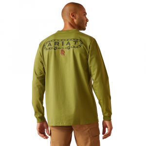 Ariat Mens 10048964 Flame-Resistant Chain Hook Stretch Long Sleeve T-Shirt - Lichen Medium Regular