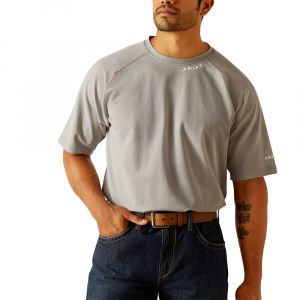Ariat Mens 10048855 Flame-Resistant Base Layer Short Sleeve T-Shirt - Silver Fox 3X-Large Regular