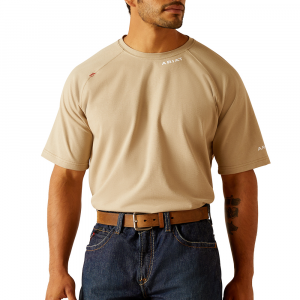 Ariat Mens 10048852 Flame-Resistant Base Layer Short Sleeve T-Shirt - Khaki Large Tall