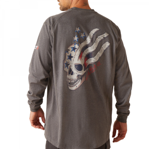 Ariat Mens 10048961 Flame-Resistant Air American Scream Long Sleeve T-Shirt - Charcoal Heather X-Large Tall