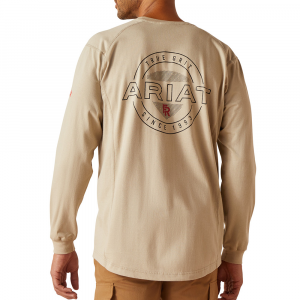 Ariat Mens 10049074 Flame-Resistant True Grit Long Sleeve T-Shirt - Silver Lining Medium Regular