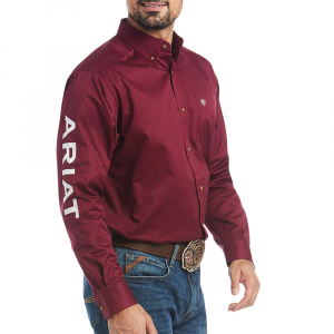 Ariat Mens 10027995 Team Logo Twill Classic Long Sleeve Shirt - Burgandy X-Large Tall