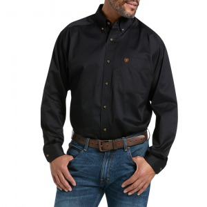 Ariat Mens 10000502 Solid Twill Classic Long Sleeve Shirt - Black 3X-Large Regular