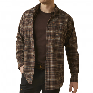 Ariat Mens 10046796 Rebar Flannel DuraStretch Work Shirt - Beech Plaid 4X-Large Regular