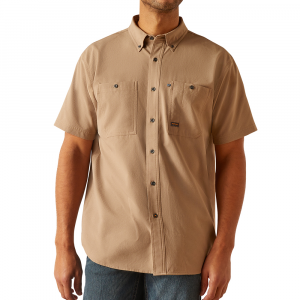 Ariat Mens 10048948 Rebar Made Tough 360 AIRFLOW Short Sleeve Work Shirt - Rebar Khaki Large Regular