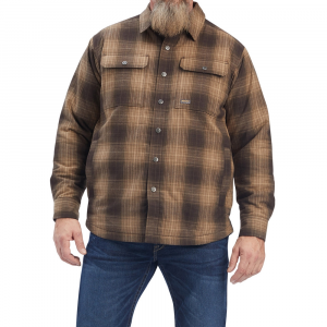 Ariat Men's 10042090 Closeout Rebar DuraStretch Flannel Insulated Shirt Jacket - Mole Plaid X-Large Tall