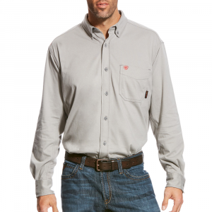 Ariat Men's 10023947 Closeout Flame-Resistant AC Work Shirt - Silver Fox Small Regular