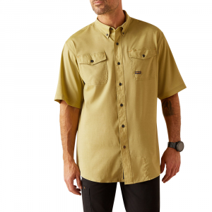 Ariat Mens 10048863 Rebar Made Tough Vent Short Sleeve Vent Shirt - Peatmoss Heather X-Large Tall