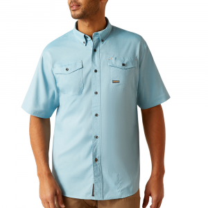Ariat Mens 10048865 Rebar Made Tough Vent Short Sleeve Vent Shirt - Bluejay Heather  Large Tall