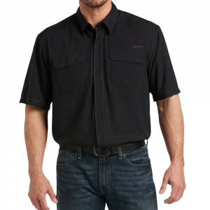 Ariat Men's 10035388 Venttek  Outbound Short Sleeve Shirt - Black Large Regular