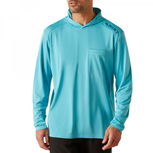 Ariat Mens 10048977 Rebar Sunblocker Hooded Long Sleeve T-Shirt - Maui Blue 4X-Large Regular