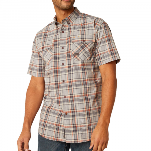 Ariat Men's 10048894 Rebar Made Tough Durastretch Short Sleeve Work Shirt - Alloy Plaid 4X-Large Regular