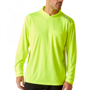 Ariat Mens 10048978 Rebar Sunblocker Hooded Long Sleeve T-Shirt - Safety Yellow 2X-Large Regular