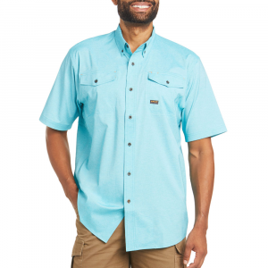 Ariat Mens 10035518 Closeout Rebar Made Tough Vent Short Sleeve Vent Shirt - Caribbean Heather 2X-Large Regular