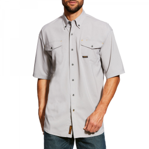 Ariat Mens 10025424 Closeout Rebar Made Tough Vent Short Sleeve Vent Shirt - Alloy Small Regular