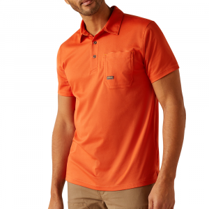 Ariat Mens 10048616 Rebar Foreman Short Sleeve Polo - Orange Rust X-Large Regular