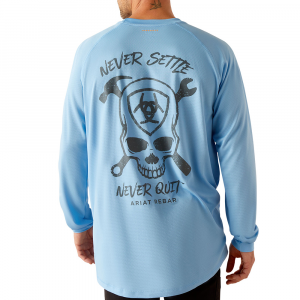 Ariat Mens 10048972 Rebar Heat Fighter Jolly Wrencher Long Sleeve T-Shirt - Stratosphere Blue Medium Regular