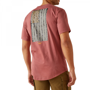 Ariat Men's 10048769 Rebar Workman Reflective Flag Short Sleeve T-Shirt - Roan Rouge X-Large Tall